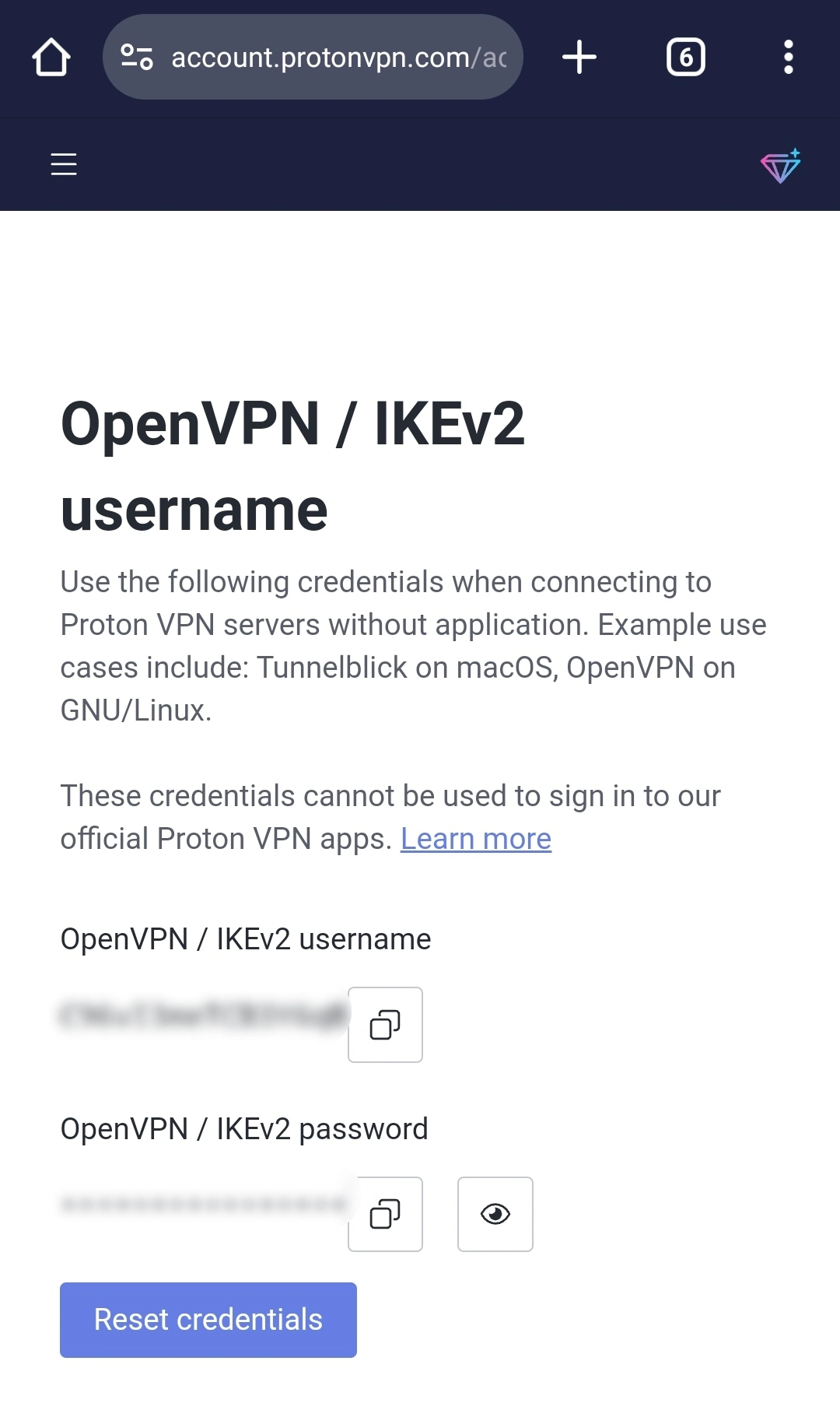 Find "OpenVPN / IKEv2 username"