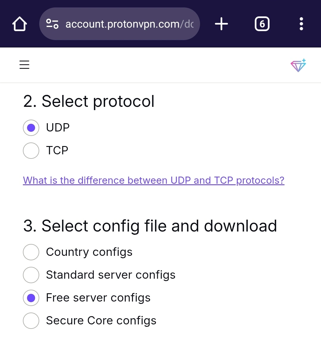 Select your preferred protocol